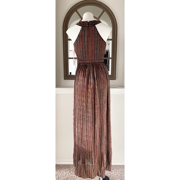 Aqua Striped Metallic Gown in Black Multi, Size XS New w/Tag Retail $298 - Picture 5 of 10